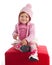 Cute babyl with pink woolen hat
