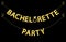 Cute bachelorette party bunting as gold glitter letters and engagement ring