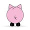 Cute back of pig vector illustration