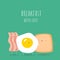 Cute bacon, egg, bread characters. Breakfast with love poster, card, illustration