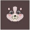 Cute badger portrait square smiley head cartoon round shape animal face, isolated atatar vector icon illustration flat