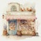 Cute bakery, AI generative watercolor illustration