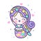 Cute bakery chef vector Kawaii girl cartoon cooking baby unicorn pony child cupcake