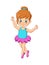 Cute ballerina girl in blue and pink dress dancing