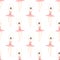 Cute ballerina in pink tutu seamless pattern on white background.