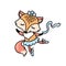 Cute ballet dancer fox,Cartoon adorable animal character or mascot