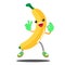 Cute banana cartoon mascot character cool expression with thumb OK and SMILE