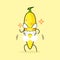 cute banana character with angry expression. nose blowing smoke, eyes bulging and grinning