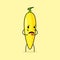cute banana character with disgusting expression and tongue sticking out