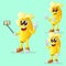 Cute banana characters as narcissistic