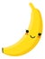 Cute banana. Kawaii character. Cartoon fruit smiling