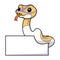 Cute banana pied ball python cartoon with blank sign