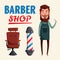 Cute barber character. Cartoon vector illustration