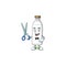 Cute Barber milk bottle cartoon character style with scissor