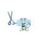 Cute Barber surgery mask cartoon character style with scissor