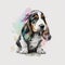Cute Basset Hound Puppy in Pajama Pink Headband AI Generated