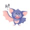 Cute Bat Character Waving Wing and Saying Hi Vector Illustration