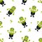 Cute Battery Character Seamless Pattern, Childish Style Design Element Can Be Used for Fabric, Wallpaper, Packaging