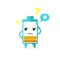 Cute battery life character got confused cause of charger is lost isolated on white background. Battery life character emoticon