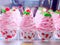 Cute and be appetizing strawberry cupcake with a lot of cream in freezer