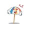 Cute beach umbrella cartoon character showing a falling in love face