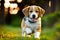 Cute Beagle puppy outdoors. Beagle breed. Color grading generative ai, a hunting dog