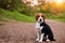 Cute Beagle puppy outdoors. Beagle breed. Color grading generative ai, a hunting dog