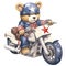 Cute Bear American Flag Motorcycle Clipart Illustration AI Generative