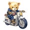 Cute Bear American Flag Motorcycle Clipart Illustration AI Generative