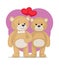 Cute Bear Animals Family Male and Female Hold Paws