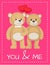 Cute Bear Animals Family Male and Female Hold Paws