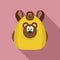 Cute bear backpack icon, flat style