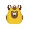 Cute bear backpack icon, flat style