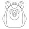 Cute bear backpack icon, outline style