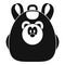 Cute bear backpack icon, simple style