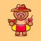 cute bear in beach hat with Swim rings carrying watermelon and drink