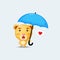 Cute bear carrying an umbrella
