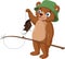 Cute bear cartoon fishing caught a shoe