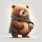 Cute Bear Character Illustration on White Background, generative ai
