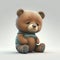 Cute Bear Character Illustration on White Background, generative ai