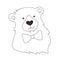 Cute bear coloring page. Vector baby illustration for printing. Easy coloring for kids.