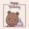 Cute bear with cupcake happy birthday card