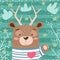 Cute bear, deer cartoon illustration.