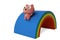 A cute bear down on rainbow slide 3D rendering
