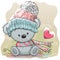 Cute Bear in a knitted cap