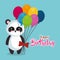 Cute bear panda with balloons helium