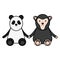 Cute bear panda and monkey characters