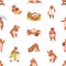 Cute bear pattern. Seamless background with funny teddy animals print. Endless repeating backdrop with happy baby