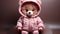cute bear in pink fashion sweatsuit. generative ai