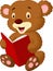 Cute bear reading